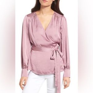 Chelsea28 Satin Wrap Top – Size Small – Mauve Blush Pink